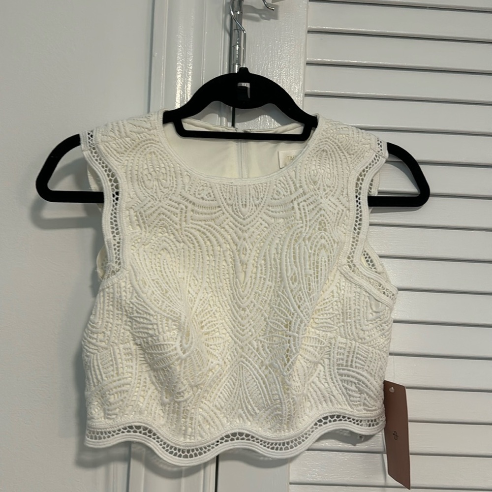 White cropped Tadashi Shoji top size 0 NWT